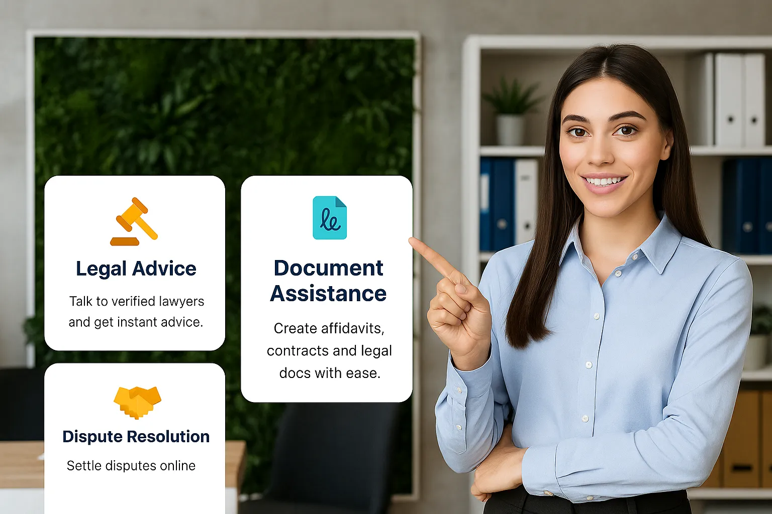 Professional woman offering legal services